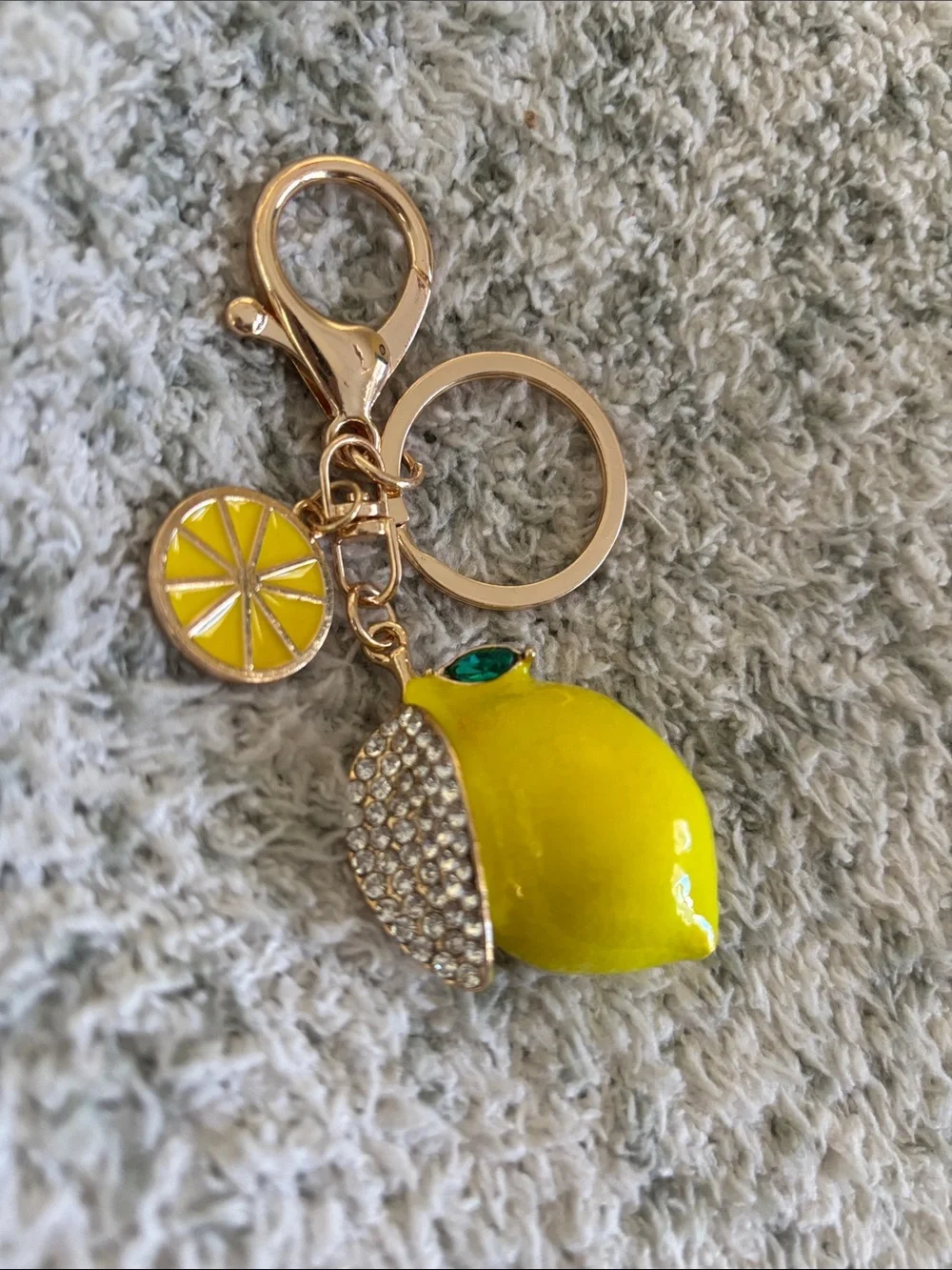 Yellow Lemon Keychain or Bag Charm Pendant NWT 4x1.5”